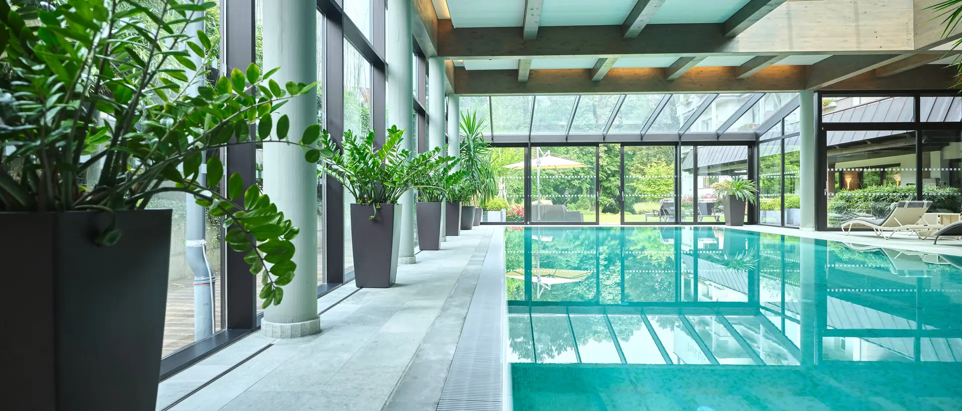 Pool with garden view